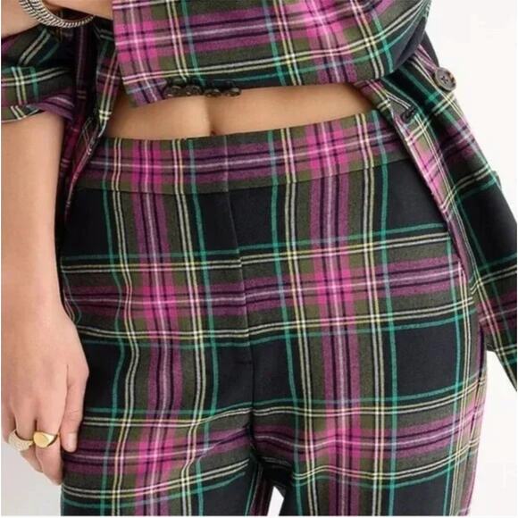 NWOT J. Crew Kate Straight-Leg Pant in Pink Stewart Tartan Plaid Wool Size 8 - Picture 3 of 12